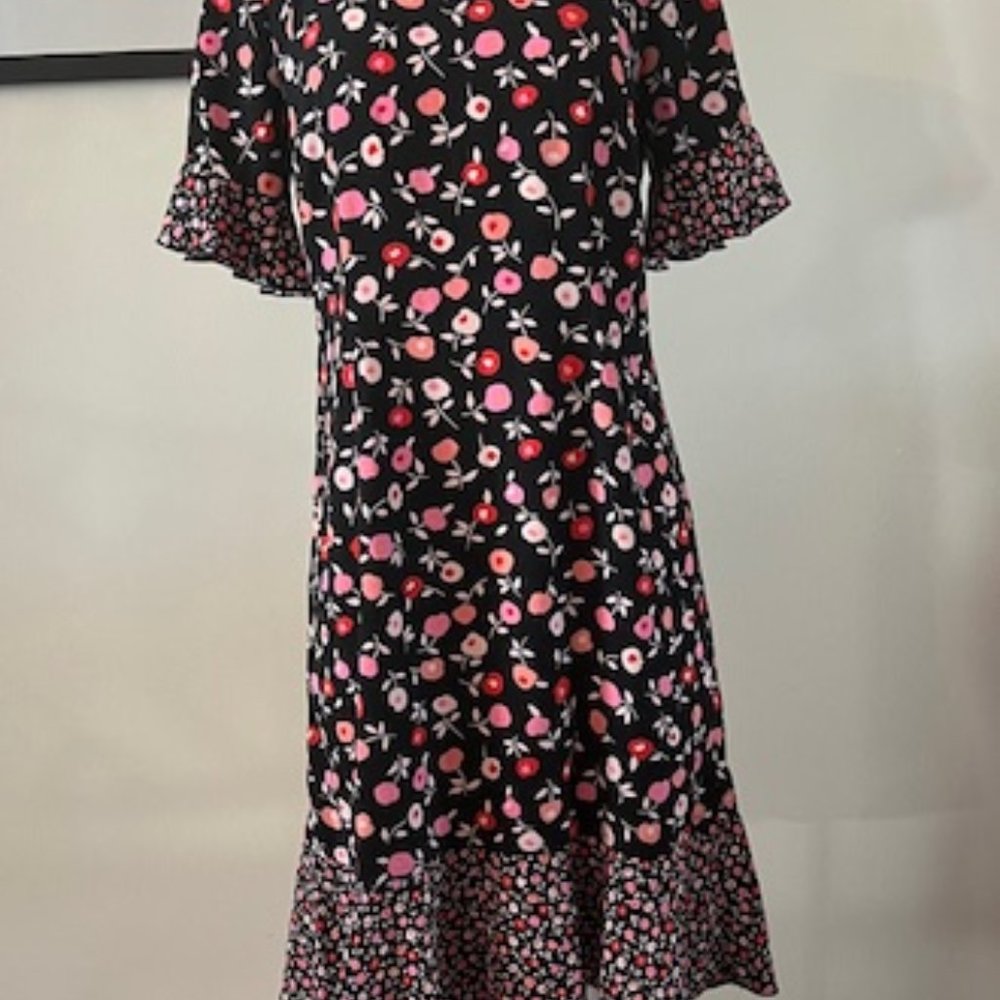 Black and Floral Zip Back Dress